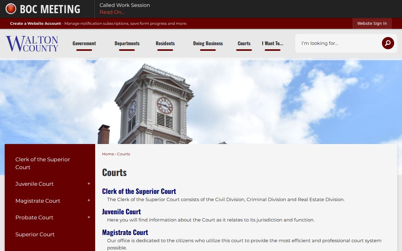 Walton County Courts directory and court links