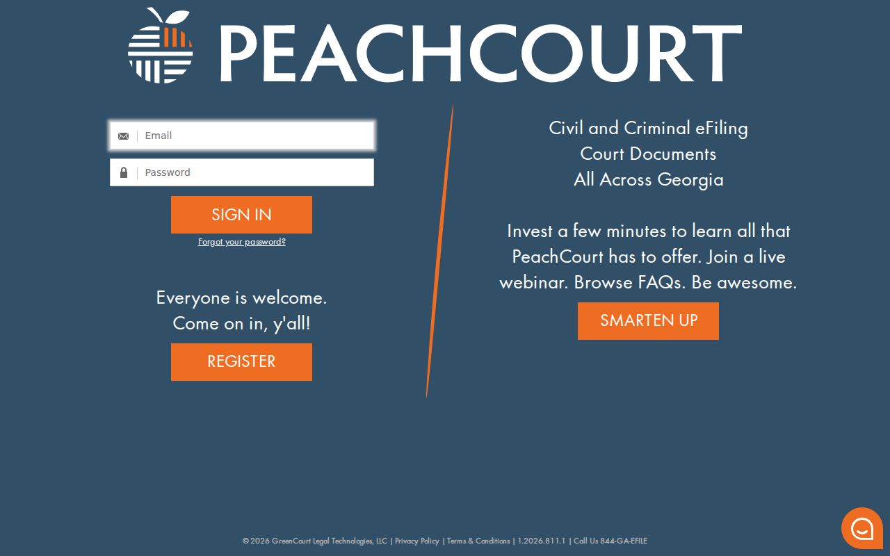 PeachCourt login page for Walton County Superior case access