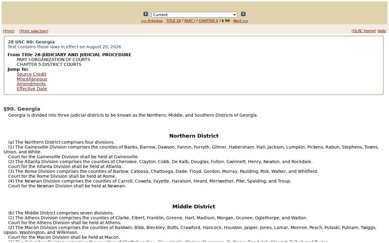 Federal district statute for Walton County civil dockets