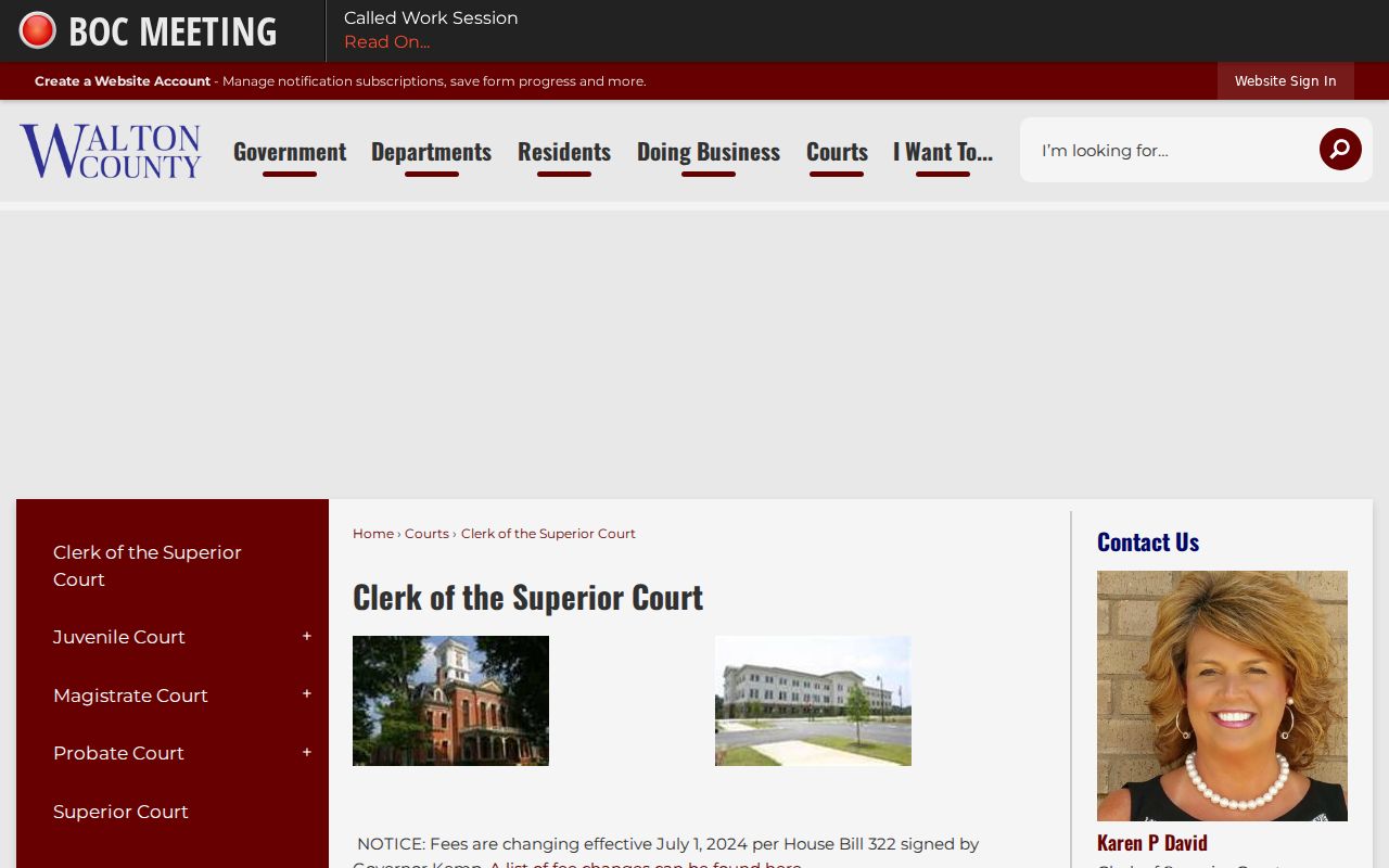 Walton County Superior Court clerk records page