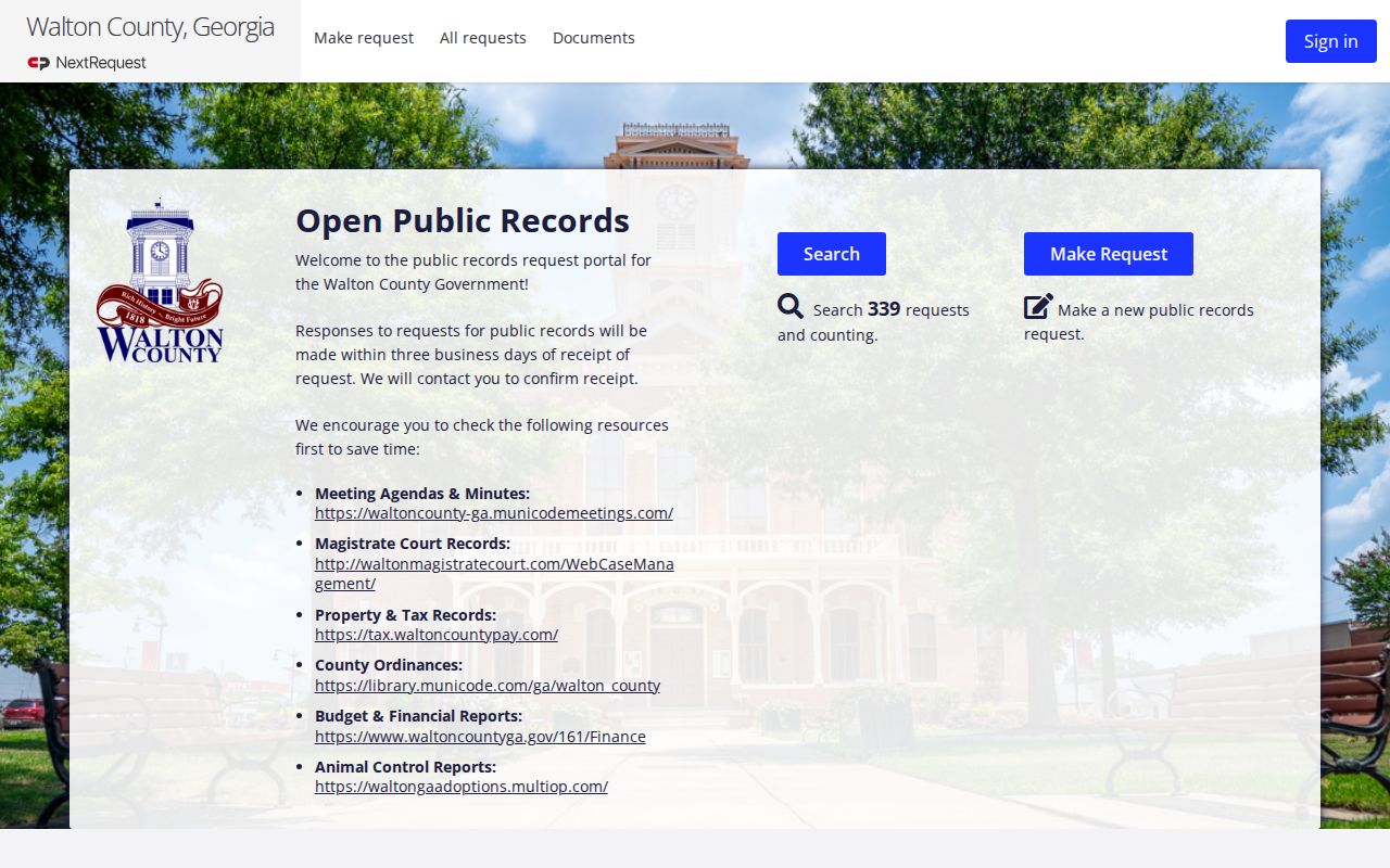 Walton County NextRequest open-records portal