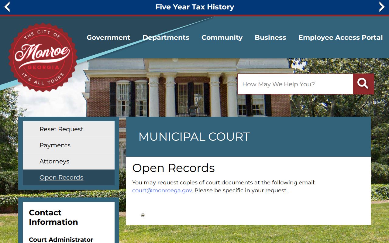 Monroe court docket open records request channel