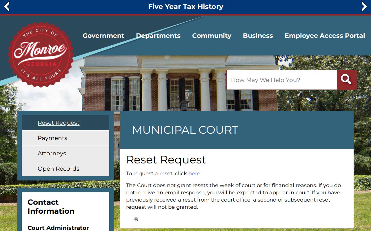 Monroe court docket reset request rules
