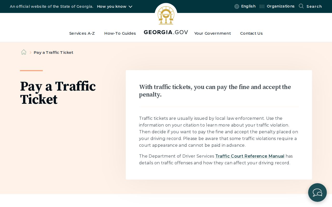 Georgia traffic ticket payment guidance